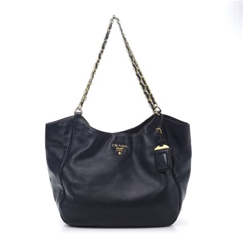 PRADA Soft Calf Chain Tote Baltico 673593 